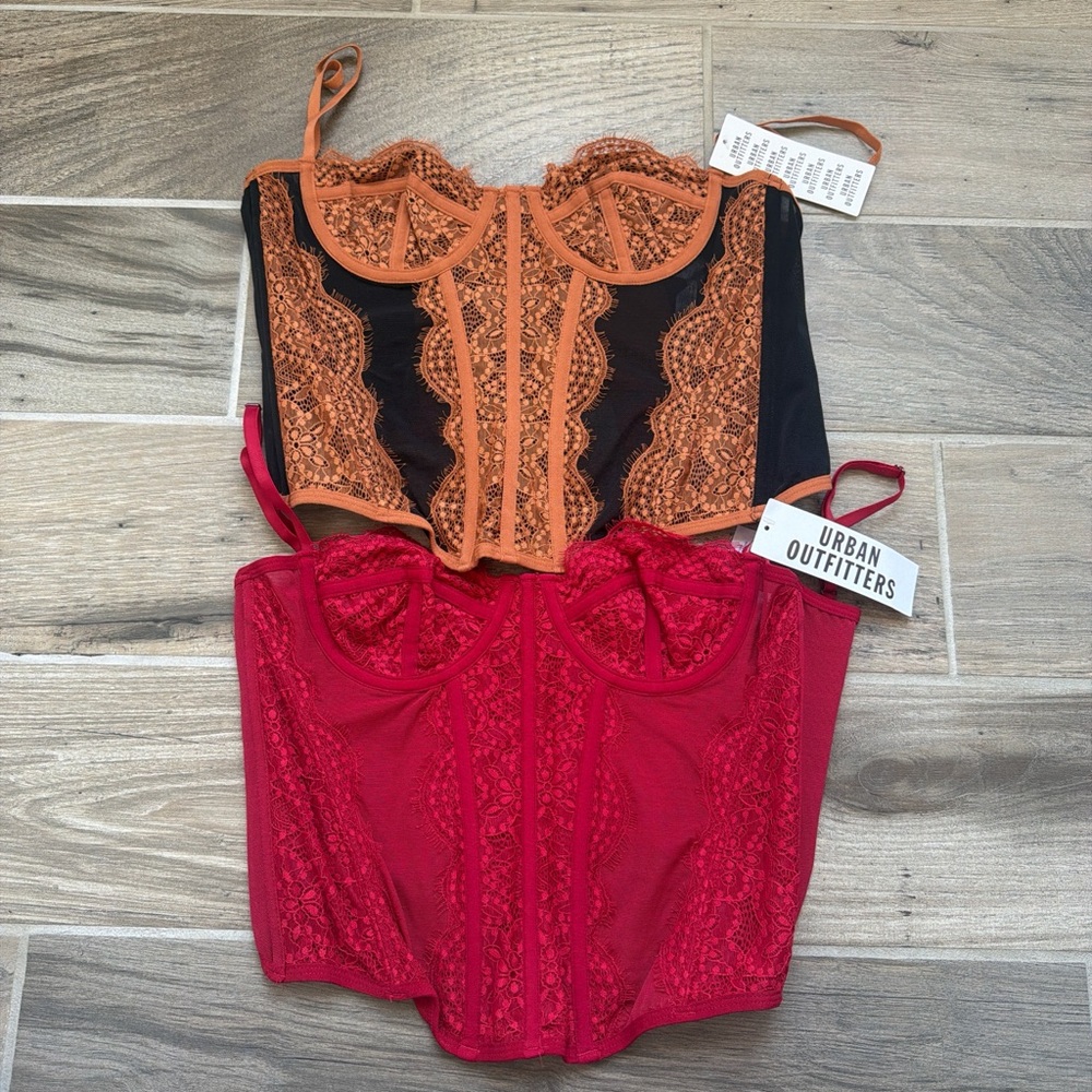 Urban Outfitters Lace Corset Tank Tops Bundle - both tagged size Medium